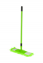 Швабра для миття підлоги + насадка мікрофібра "Локшина" 44см., телескопічна ручка 120см., зелен.