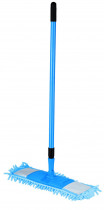 Швабра для миття підлоги + насадка мікрофібра "Локшина" 44см., телескопічна ручка 120см., син.
