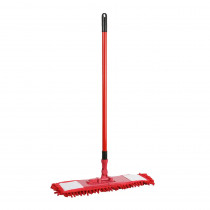 Швабра для миття підлоги + насадка мікрофібра "Локшина" 44см., телескопічна ручка 120см., черв.