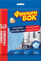 Микрофибра салфетка для стекол и зеркал, 30*30см., 5шт./уп., голуб.