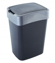 Ведро для мусора с поворотной крышкой "Евро", 10л. (23.5*18.5*32см.), пластик, гранит/серый