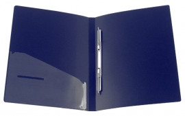 Папка со скоросшивателем и карманом А4, 20мм., пластик, син.