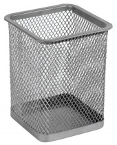 Підставка для ручок мет. перфорована квадратна, срібл.