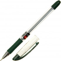 Ручка шариковая Maxflow, 0,7мм., корпус прозрачный, стержень зелен.