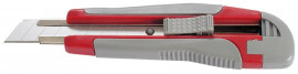 Ніж канцелярський 18мм., металева направляюча, пластик. прогумований корпус, червоно-сірий