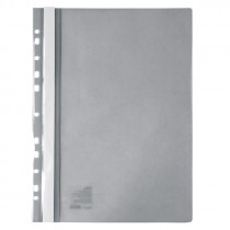 Швидкозшивач з прозорим верхом та перфорацією, А4, сір.