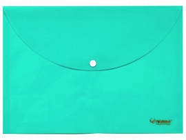 Папка-конверт на кнопці, А4, 160мкм., непрозора, зелен.