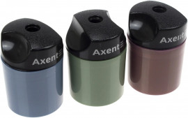 Точилка пластиковая с контейнером, 1 отверстие, цилиндрическая, ассорт.