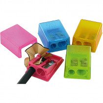 Точилка пластиковая с контейнером "Box", двойная, ассорт.