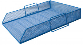 Лоток горизонтальный для бумаг, металлический, син.