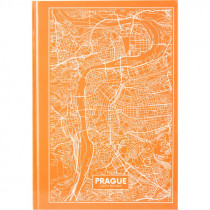 Книга учета 96л. твердый переплет, офсет, серия Maps Prague, клетка, оранж.