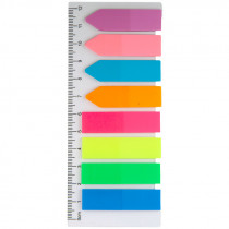 Закладки пластиковые 12х45мм., 200шт., 8 цветов по 25 листов, неон, прямоуг.+стрелка