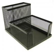 Подставка для ручек и канцтоваров на 2 отделения металлическая, черн.