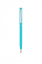 Ручка кулькова металева Fun Rubber, ст. син., корпус блакит.