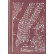 Книга учета 96л. твердый переплет, офсет, серия Maps New York, клетка, коричн.
