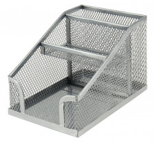 Підставка-органайзер 100x143x100мм., на 3 відділення, металева, срібл.