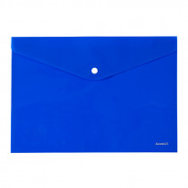 Папка-конверт на кнопці, А4, непрозора, поліпропілен 180мкм., син.