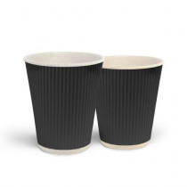 Стакан бумажный гофрированный 110мл., термо, 25шт./уп., черн.