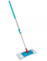 Швабра для миття підлоги + бавовняна насадка, телескопічна ручка, блакит.