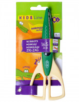 Ножницы 16,5см., зиг-заг, KIDS Line, зелен.