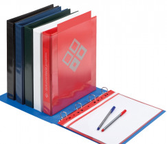 Папка панорама А4, 4кільця, PVC, товщина в торці 25мм, біл.