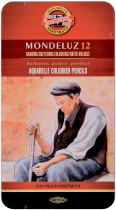 Карандаши акварельные, 12цв. MONDELUZ 3722, метал/коробка