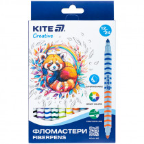 Фломастеры двусторонние, набор 12шт, Kite Creative