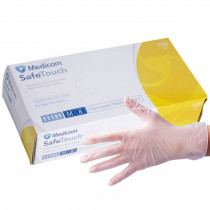 Перчатки виниловые неопудренные SafeTouch 11131, разм. M, 100шт./уп., прозр.