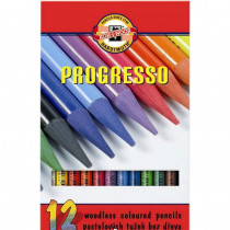 Олівці кольорові, 12кол., художні, бездеревні Progresso