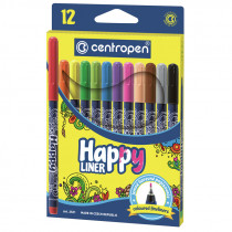 Набор линеров 2521 HAPPY, 0.3 мм, 12 шт. для черчения и рисования, цветные