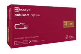 Перчатки латексные неопудренные Ambulance High Risk повышенной прочности, 19г., 25пар.(50шт/уп.), XL
