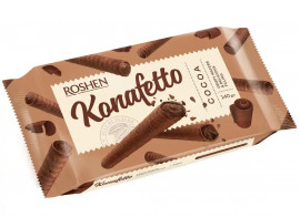 Трубочки вафельные Konafetto с начинкой крем-какао, 140г.