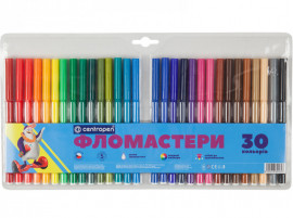 Фломастери, вентильований ковпачок, 30 кольорів., асорті